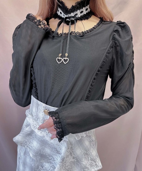 ROJITA（ロジータ）の「ビジューチェーンシアートップス（Tシャツ/カットソー・レディース・ブラック/ホワイト/ピンク・FREE）」の18枚目の写真