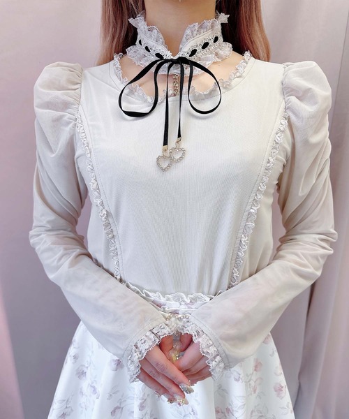 ROJITA（ロジータ）の「ビジューチェーンシアートップス（Tシャツ/カットソー・レディース・ブラック/ホワイト/ピンク・FREE）」の19枚目の写真