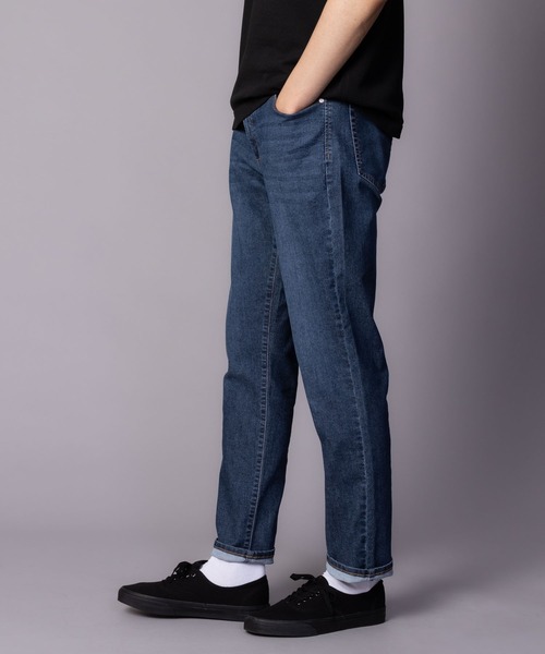 NAVY SARARI COOLデニムストレートパンツ【冷感 ドライ ストレッチ