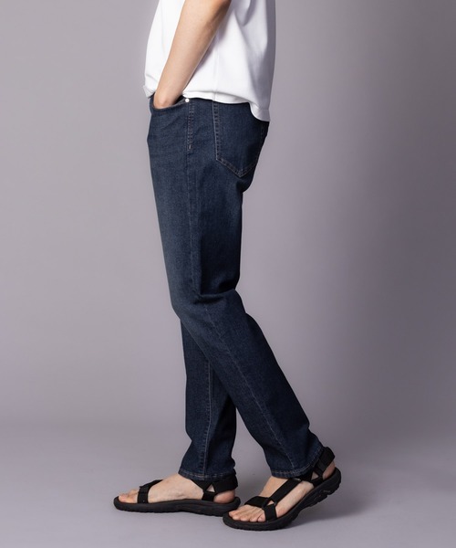 NAVY SARARI COOLデニムストレートパンツ【冷感 ドライ ストレッチ