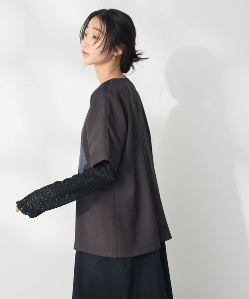 CRAFT STANDARD BOUTIQUE（クラフトスタンダードブティック）の「刺繍カラーレスジャケット（テーラードジャケット・レディース・ダークグレー/ベージュ・FREE）」の7枚目の写真