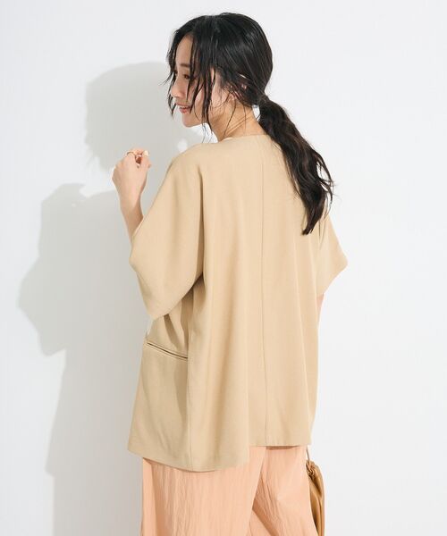 CRAFT STANDARD BOUTIQUE（クラフトスタンダードブティック）の「刺繍カラーレスジャケット（テーラードジャケット・レディース・ダークグレー/ベージュ・FREE）」の21枚目の写真