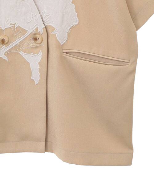 CRAFT STANDARD BOUTIQUE（クラフトスタンダードブティック）の「刺繍カラーレスジャケット（テーラードジャケット・レディース・ダークグレー/ベージュ・FREE）」の19枚目の写真