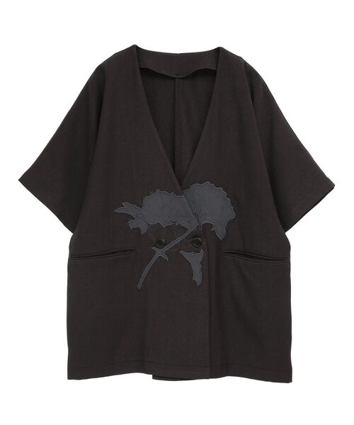 CRAFT STANDARD BOUTIQUE（クラフトスタンダードブティック）の「刺繍カラーレスジャケット（テーラードジャケット・レディース・ダークグレー/ベージュ・FREE）」の12枚目の写真