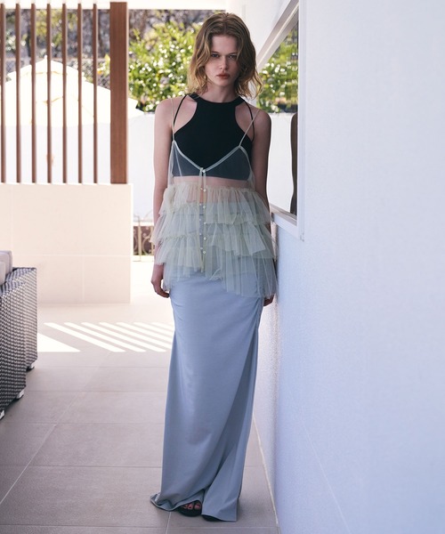 AKTE(アクテ)の「【AKTE × AMPHI】アメリカンスリーブブラトップ(キャミソール・レディース・サンドベージュ/ブラック・FREE)」の4枚目の写真