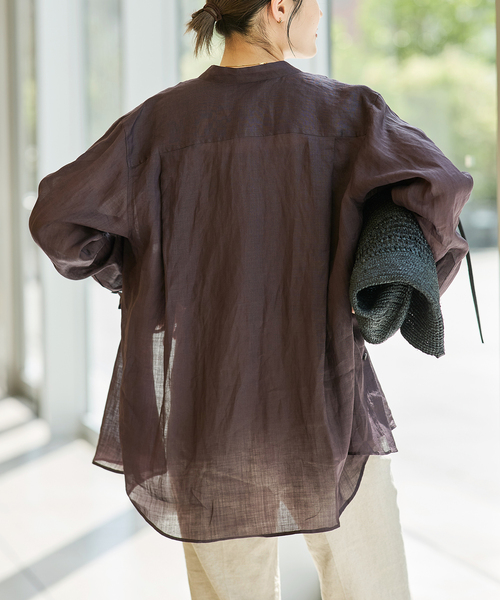 IENA LA BOUCLE（イエナラブークル）の「IENA LA BOUCLE ラミーシアーシャツ（シャツ/ブラウス・レディース・ブラウン/ピンク・FREE）」の2枚目の写真