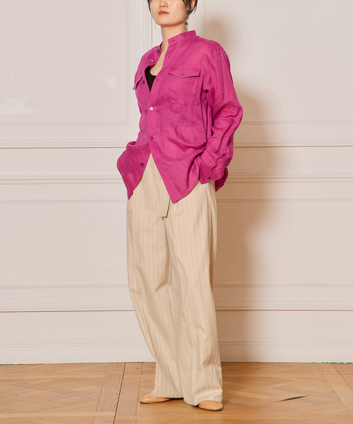 IENA LA BOUCLE（イエナラブークル）の「IENA LA BOUCLE ラミーシアーシャツ（シャツ/ブラウス・レディース・ブラウン/ピンク・FREE）」の5枚目の写真