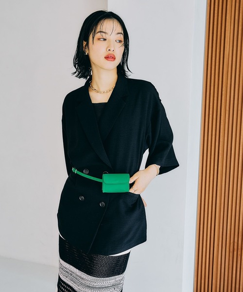 LEPSIM(レプシィム)の「Wポーチベルトバッグ 326230(ボディバッグ/ウエストポーチ・レディース・シルバー/ブラック/グリーン・ONE SIZE)」の1枚目の写真