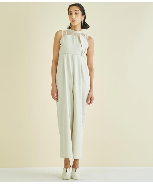 Settimissimo（セッティミッシモ）の「リネンタッチ オーガンジー ドッキング オールインワン（つなぎ/オールインワン・レディース・ダークグレー/アイボリー・FREE）」の3枚目の写真