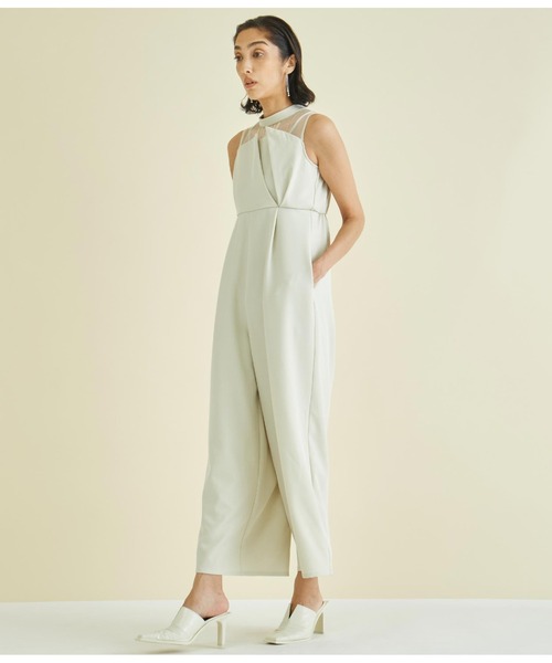 Settimissimo（セッティミッシモ）の「リネンタッチ オーガンジー ドッキング オールインワン（つなぎ/オールインワン・レディース・ダークグレー/アイボリー・FREE）」の5枚目の写真