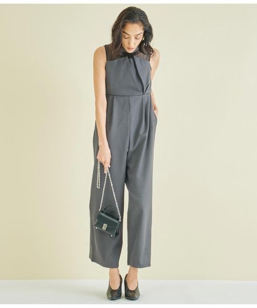 Settimissimo（セッティミッシモ）の「リネンタッチ オーガンジー ドッキング オールインワン（つなぎ/オールインワン・レディース・ダークグレー/アイボリー・FREE）」の10枚目の写真