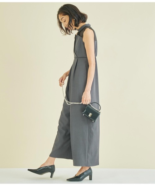 Settimissimo（セッティミッシモ）の「リネンタッチ オーガンジー ドッキング オールインワン（つなぎ/オールインワン・レディース・ダークグレー/アイボリー・FREE）」の11枚目の写真