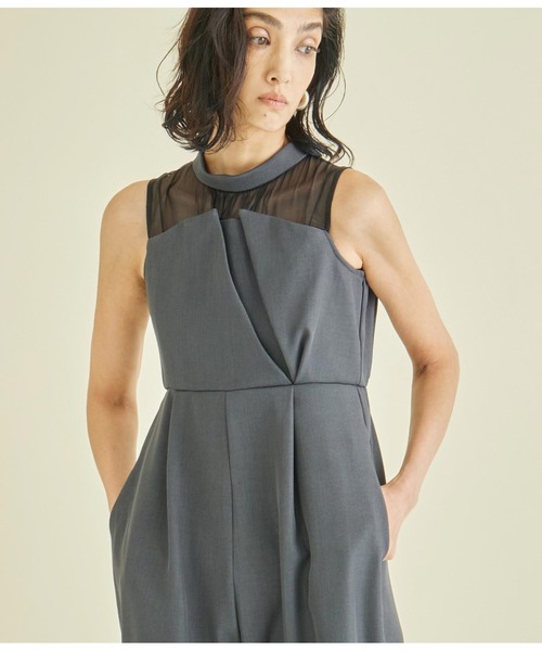 Settimissimo（セッティミッシモ）の「リネンタッチ オーガンジー ドッキング オールインワン（つなぎ/オールインワン・レディース・ダークグレー/アイボリー・FREE）」の13枚目の写真