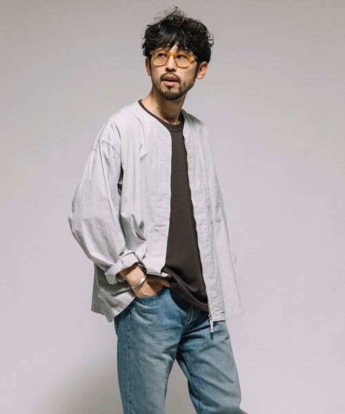 HINSON(ヒンソン)の「HINSON/ヒンソン フルジップカーディガン ロングスリーブシャツ/ブロード(シャツ/ブラウス・メンズ・その他13/ブラック/サックスブルー/グレー・MEDIUM/LARGE)」の3枚目の写真