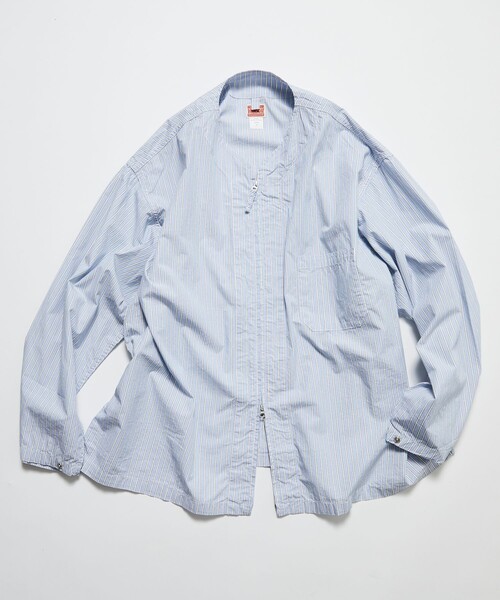 HINSON(ヒンソン)の「HINSON/ヒンソン フルジップカーディガン ロングスリーブシャツ/ブロード(シャツ/ブラウス・メンズ・その他13/ブラック/サックスブルー/グレー・MEDIUM/LARGE)」の1枚目の写真