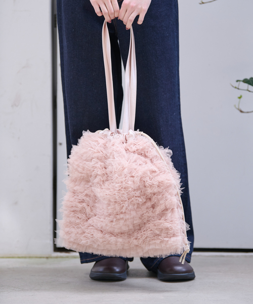 Ampersand（アンパサンド）の「【Ampersand / アンパサンド】Tulle frill bag/ME-23091/チュールフリルバッグ/チュール/トートバッグ【WEB限定】（ショルダーバッグ・レディース・アイボリー/ブラウン/ブラック/ピンク・フリー）」の5枚目の写真