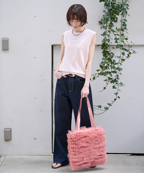 Ampersand（アンパサンド）の「【Ampersand / アンパサンド】Tulle frill bag/ME-23091/チュールフリルバッグ/チュール/トートバッグ【WEB限定】（ショルダーバッグ・レディース・アイボリー/ブラウン/ブラック/ピンク・フリー）」の14枚目の写真
