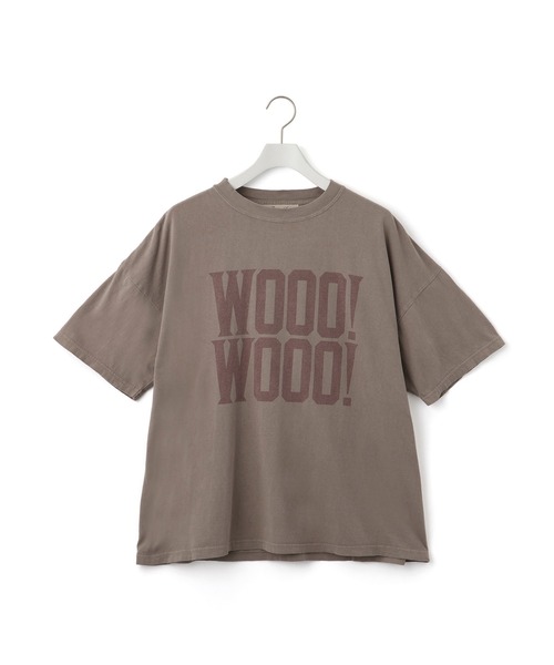 アダムエロペ　レミレリーフ　ブラウン WOOO! WOOO! プリント Tシャツ ADAM ET ROPE'（アダムエロペ）の「【REMI RELIEF（レミ