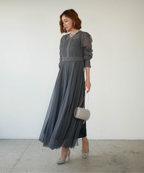 My shawty(マイシャウティー)の「dot tule set dress(ドレス・レディース・アッシュブラウン/ブルー・FREE)」の4枚目の写真