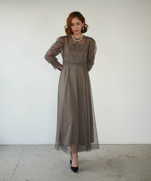 My shawty(マイシャウティー)の「dot tule set dress(ドレス・レディース・アッシュブラウン/ブルー・FREE)」の10枚目の写真