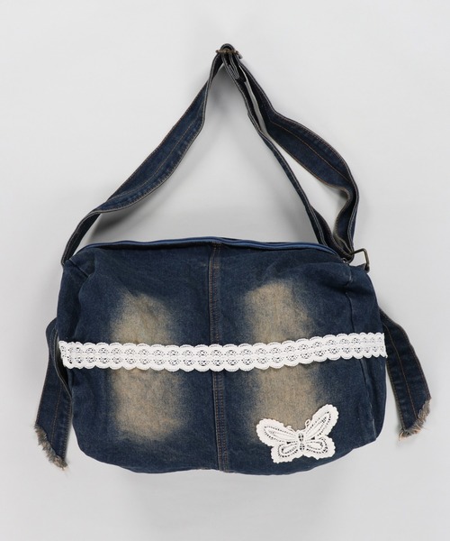 SPINNS(スピンズ)の「デニムショルダーバッグ/レースバタフライ/NEO森ガール(ショルダーバッグ・レディース・ライトブルー/インディゴブルー・ONESIZE)」の9枚目の写真