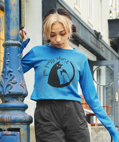 DURAS（デュラス）の「ベルスリーブラメトップス（Tシャツ/カットソー・レディース・ベージュ/ブルー/ライラック・MEDIUM/SMALL）」の5枚目の写真