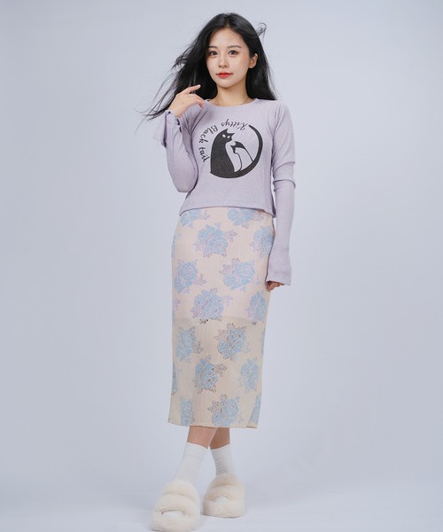 DURAS（デュラス）の「ベルスリーブラメトップス（Tシャツ/カットソー・レディース・ベージュ/ブルー/ライラック・MEDIUM/SMALL）」の14枚目の写真