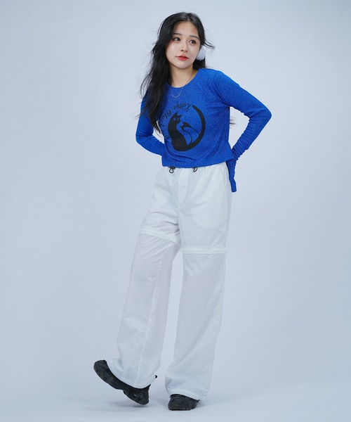 DURAS（デュラス）の「ベルスリーブラメトップス（Tシャツ/カットソー・レディース・ベージュ/ブルー/ライラック・MEDIUM/SMALL）」の11枚目の写真