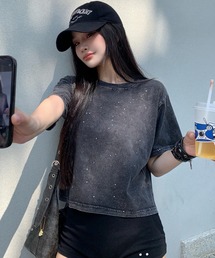 ショート丈 ラメ ピグメントTシャツ