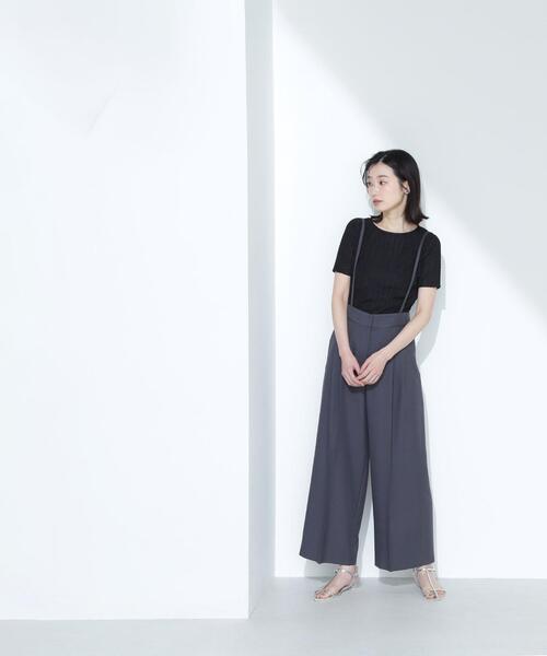NATURAL BEAUTY BASIC(ナチュラルビューティーベーシック)の「◇ふくれジャガードコンパクトトップス(Tシャツ/カットソー・レディース・オフホワイト/ブラック/ピンク・FREE)」の5枚目の写真