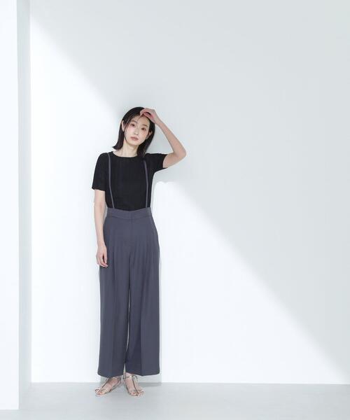 NATURAL BEAUTY BASIC(ナチュラルビューティーベーシック)の「◇ふくれジャガードコンパクトトップス(Tシャツ/カットソー・レディース・オフホワイト/ブラック/ピンク・FREE)」の7枚目の写真