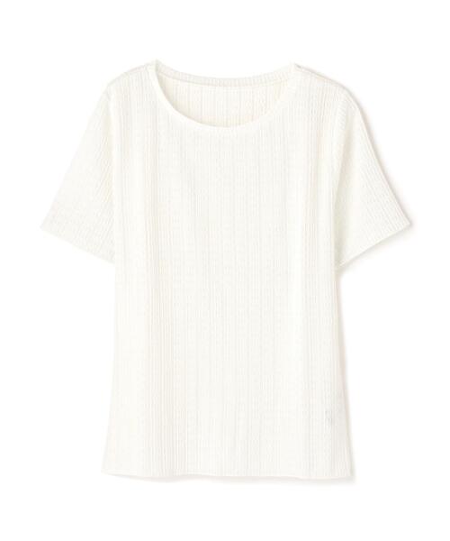 NATURAL BEAUTY BASIC(ナチュラルビューティーベーシック)の「◇ふくれジャガードコンパクトトップス(Tシャツ/カットソー・レディース・オフホワイト/ブラック/ピンク・FREE)」の15枚目の写真