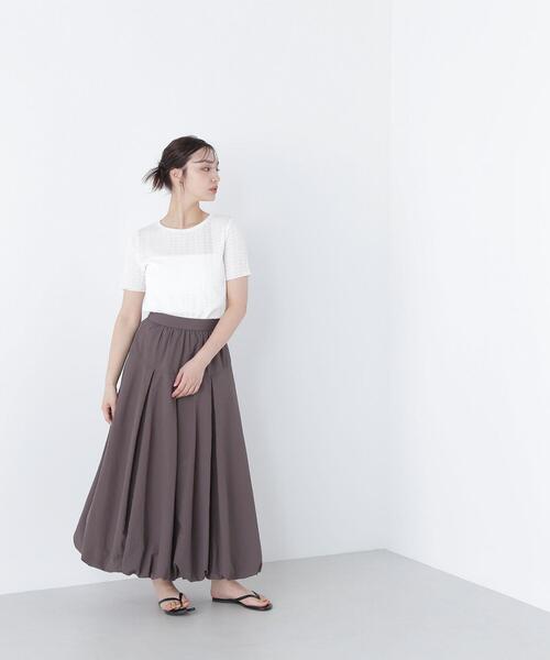 NATURAL BEAUTY BASIC(ナチュラルビューティーベーシック)の「◇ふくれジャガードコンパクトトップス(Tシャツ/カットソー・レディース・オフホワイト/ブラック/ピンク・FREE)」の16枚目の写真
