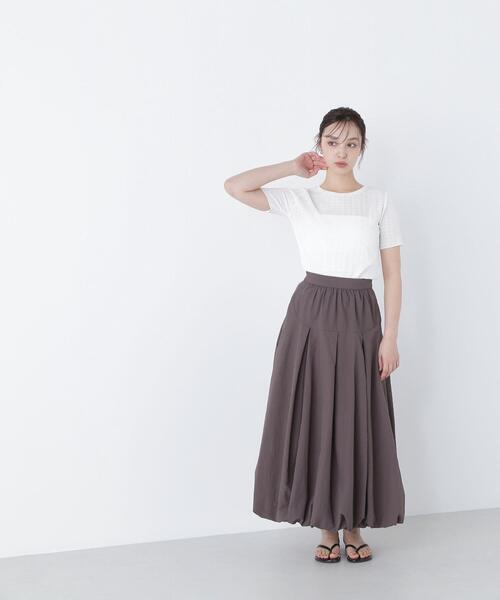 NATURAL BEAUTY BASIC(ナチュラルビューティーベーシック)の「◇ふくれジャガードコンパクトトップス(Tシャツ/カットソー・レディース・オフホワイト/ブラック/ピンク・FREE)」の22枚目の写真