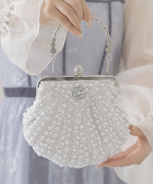 Lace Ladies(レースレディース)の「メニー パール シェル風 パーティー バッグ(クラッチバッグ・レディース・アイボリー/ホワイト・FREE)」の19枚目の写真