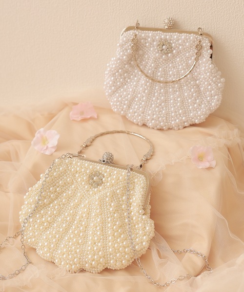 Lace Ladies(レースレディース)の「メニー パール シェル風 パーティー バッグ(クラッチバッグ・レディース・アイボリー/ホワイト・FREE)」の10枚目の写真