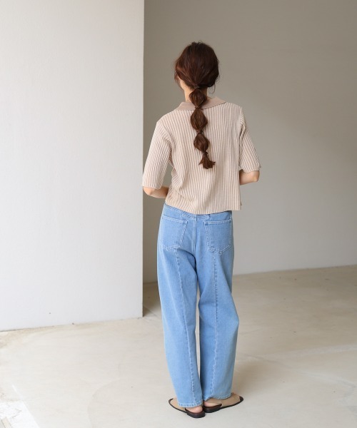 Bab（バブ）の「衿付き配色サマーニット（ニット/セーター・レディース・グリーン/アイボリー/ブラック・FREE）」の10枚目の写真