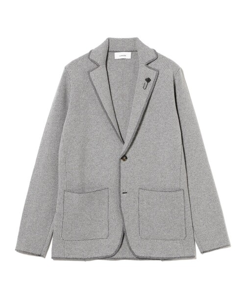 LARDINI（ラルディーニ）の「LARDINI / ウール ヘリンボーン パイピング ニットジャケット（その他アウター・メンズ・グレー・L/M/S/XS）」の16枚目の写真