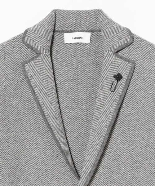 セール】LARDINI / ウール ヘリンボーン パイピング ニットジャケット
