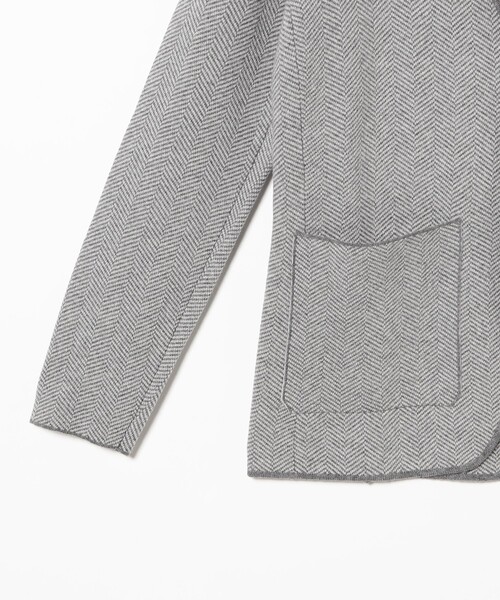 LARDINI（ラルディーニ）の「LARDINI / ウール ヘリンボーン パイピング ニットジャケット（その他アウター・メンズ・グレー・L/M/S/XS）」の18枚目の写真