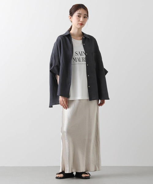 Gready Brilliant（グレディブリリアン）の「リネンドルマンシャツ（シャツ/ブラウス・レディース・オフホワイト/チャコールグレー/グリーン/ピンク・38）」の13枚目の写真