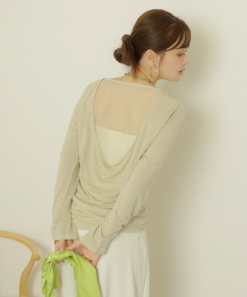back drape sheer tops /バック ドレープ シアー トップス（T