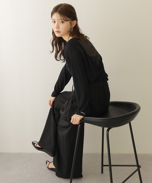 back drape sheer tops /バック ドレープ シアー トップス（T