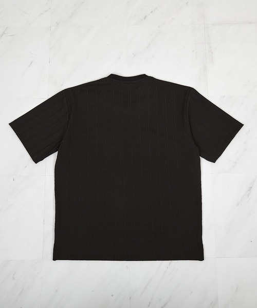 UNION STATION（ユニオンステーション）の「ストライプウェーブジャガード VネックTシャツ（Tシャツ/カットソー・メンズ・ホワイト/ブラック・M/L/LL）」の10枚目の写真