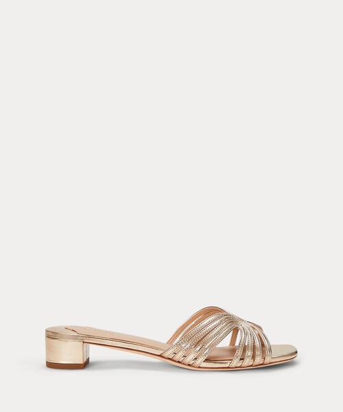 LAUREN RALPH LAUREN* メタリック マルチストラップ サンダル セール】Fay メタリック レザー マルチストラップ サンダル