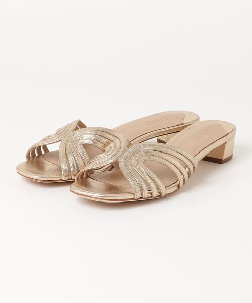 LAUREN RALPH LAUREN FAY MULTISTRAP メタリックレザーサンダル セール】Fay メタリック レザー マルチストラップ サンダル