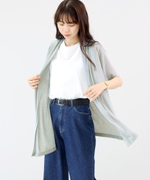 【UVカット】ストレッチメッシュメロースリーブカーディガン