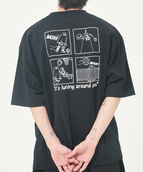 CORISCO(コリスコ)の「スポーツお化け柄Tシャツ(M1)(Tシャツ/カットソー・メンズ・ブラック/チャコールグレー/ホワイト/オートミール・X-LARGE/LARGE/MEDIUM)」の3枚目の写真