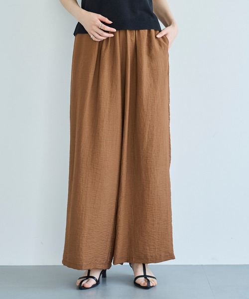 meilmada（メイルマダ）の「麻混ソフトシアーイージーパンツ（スラックス・レディース・ブラウン/ベージュ/オフホワイト/ブラック・FREE）」の4枚目の写真