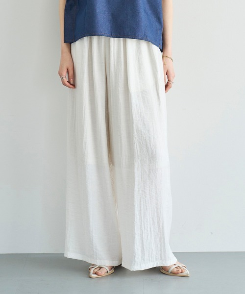 meilmada（メイルマダ）の「麻混ソフトシアーイージーパンツ（スラックス・レディース・ブラウン/ベージュ/オフホワイト/ブラック・FREE）」の2枚目の写真